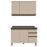 Cozinha Modulada Connect 2 Peças Com Aéreo E Balcão 120cm Duna/cristal - Móveis Henn Duna/cristal