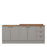 Cozinha Modulada Americana 2 Peças Balcões 120cm E 80cm Cinza/nature Com Tampos Mdp - Móveis Henn Cinza/nature