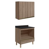 Armario Aereo Balcao Forno 80cm Mdf Kali Nicioli Carvalho Toq
