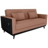 Sofa Cama 2 Lugares 203 Cm Boucle Corino Preto Milani Store Marrom