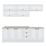 Cozinha Modulada Americana 8 Peças Balcão 120cm Branco/calcare Com Tampo - Móveis Henn Branco/calcare