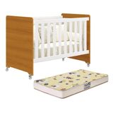 Berço Evolution 4 Em 1 Branco Fosco/savana Com Colchão Supreme - Reller Móveis Branco Fosco/savana