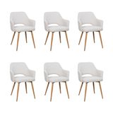 Kit 6 Cadeiras De Jantar Dakota Estrutura Aço Carbono Laminado Natural Com Estofado Linho Cru