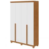 Guarda-roupas 4 Portas 2 Gavetas 100% Mdf Alonzo Sem Espelho E Com Pés - Lopas Amendoa Clean-branco