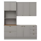 Cozinha Modulada Americana 3 Peças Com Balcão 120cm Sem Tampo Cinza/nature- Móveis Henn Cinza/nature