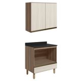 Armario Aereo Balcao Forno 80cm Mdf Kali Nicioli Carvalho Toq Bianco Toq