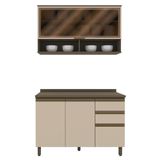Cozinha Modulada Connect 2 Peças Com Aéreo Basculante E Balcão 120cm Duna/cristal - Móveis Henn Duna/cristal