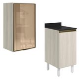 Armario Aereo Balcao 1p Vidro 40cm Mdf Kali Nicioli Bianco Toq