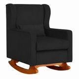 Poltrona De Descanso Com Balanço E Amamentar Aurora Suede Suede Preto