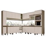 Cozinha Completa De Canto Connect 12 Peças Duna/cristal Com Torre Quente 2 Fornos - Móveis Henn Duna/cristal