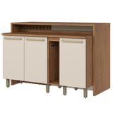 Kit Ilha Gourmet Com Balcões 80cm, 40cm E Porta Toalha Requinte Nature-areia Móveis Henn Nature-areia