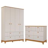 Jogo De Quarto Infantil Biscoito Guarda Roupa E Cômoda 6 Gavetas Off White/nature - Permóbili Baby Off White/nature