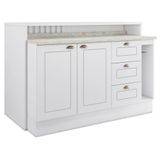 Kit Ilha Gourmet Com Balcão 120cm E Porta Toalha Americana Branco Móveis Henn Branco