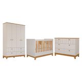 Dormitório Infantil Biscoito Guarda Roupa, Cômoda E Berço Off White/nature - Permóbili Baby Off White/nature