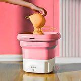 Mini Máquina De Lavar Roupa Rosa Portátil Dobrável Bivolt