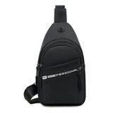 Mochila Bolsa Tiracolo Transversal Pochete De Peito Cross Body Impermeável Com Saída Para Fone De Ouvido Preto