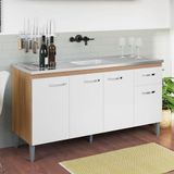 Balcão De Pia Ambiente Gabriela 150cm Amêndoa Branco - Ajl