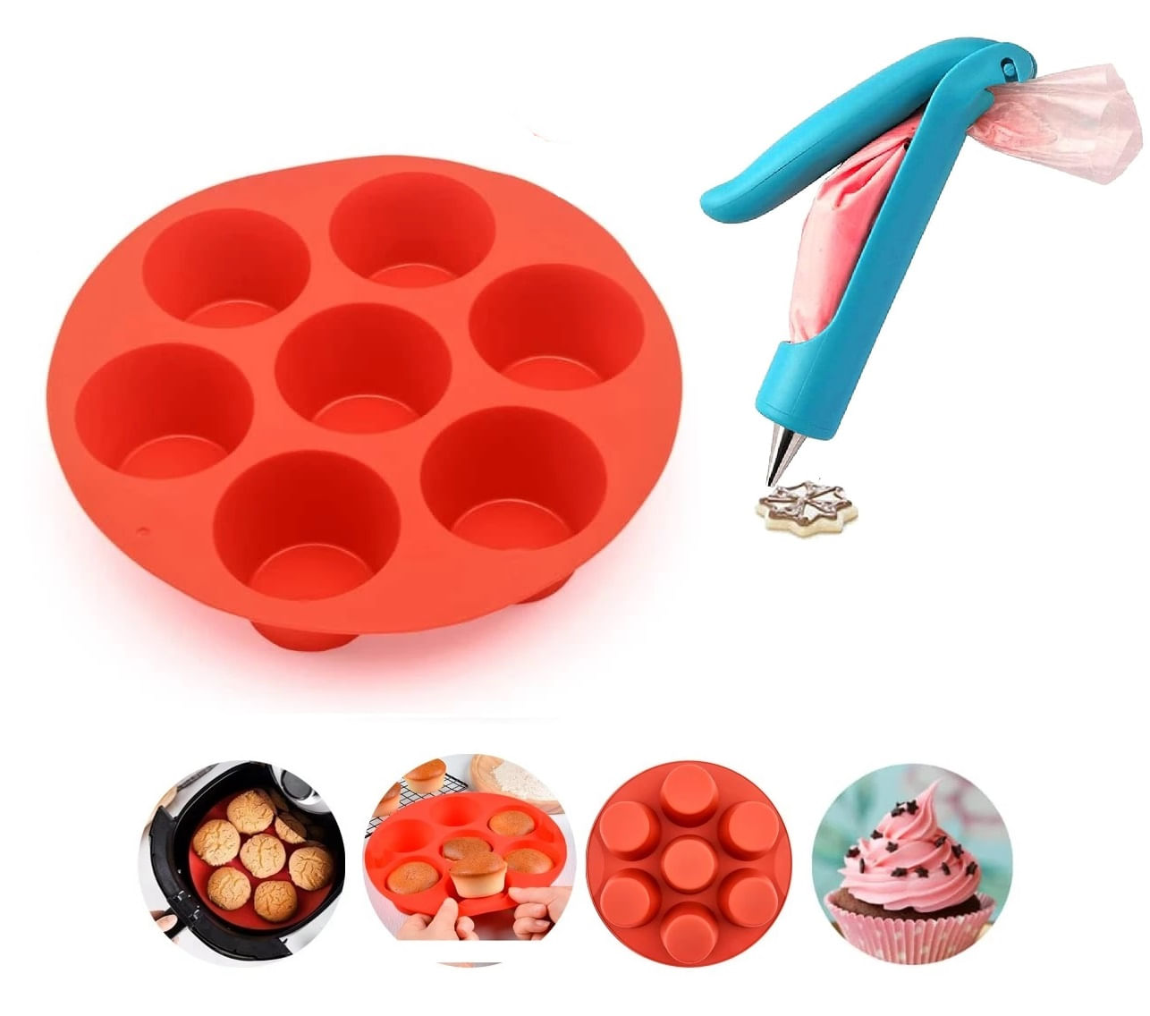 Kit Forma Para Cupcakes Muffins Com Caneta Confeiteiro
