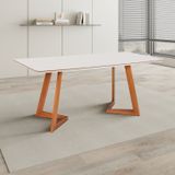 Mesa De 6 Lugares Retangular De Madeira Maciça Espanha Espresso Móveis Champagnhe/off White