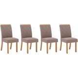 Cadeira Sala De Jantar Vita Kit 4 Uni Nature/suede Light Bege - Henn