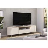 Rack Bancada P/ Tv Até 75 Pol Areta C/ 2 Portas 218x57cm Off White/off White - Dj Móveis