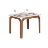 Mesa De Sala Jantar Marina C/ Tampo Madeirado C/ Vidro Curvo 120x80cm Freijo/off White - Dj Móveis