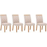 Cadeira Sala De Jantar Vita Kit 4 Uni Nature/suede Light Linho - Henn