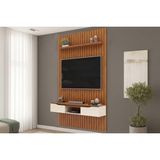 Rack Bancada C/ Painel P/ Tv Isac143x240cm Freijo/off White - Dj Móveis