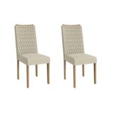 Cadeira Sala De Jantar Aura 2cad159 Madeirado Kit 2 Un Carvalho/linho Bege Argila - Kappesberg