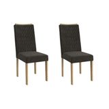 Cadeira Sala De Jantar Aura 2cad159 Madeirado Kit 2 Un Carvalho/suede Grafite - Kappesberg