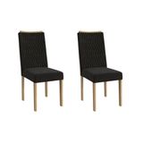 Cadeira Sala De Jantar Aura 2cad159 Madeirado Kit 2 Un Carvalho/suede Preto - Kappesberg