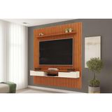 Rack Bancada C/ Painel P/ Tv Isac 223x240cm Freijo/off White - Dj Móveis