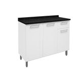 Gabinete P/ Pia Cozinha Balcão C/ Tampo Múltipla 6112 C/ 3 Portas E 1 Gaveta 105cm Branco - Bertolini