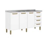 Gabinete De Cozinha Modulado C/ Pia Bella C/ 3 Portas E 4 Gavetas 160cm Branco - Bertolini