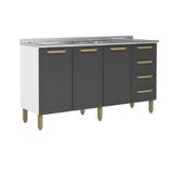 Gabinete De Cozinha Modulado C/ Pia Bella C/ 3 Portas E 4 Gavetas 160cm Grafite - Bertolini