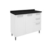 Gabinete P/ Pia Cozinha Balcão C/ Tampo Múltipla 6114 C/ 3 Portas E 2 Gavetas 105cm Branco - Bertolini