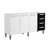 Gabinete P/ Pia Cozinha Balcão Evidence 7028 C/ 3 Portas E 4 Gavetas S/ Tampo 160cm Branco/preto - Bertolini