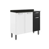 Gabinete P/ Pia Cozinha Balcão C/ Tampo Dona Maria 6173 C/ 3 Portas E 1 Gaveta 105cm Branco/preto - Bertolini