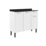 Gabinete P/ Pia Cozinha Balcão C/ Tampo Dona Maria 6173 C/ 3 Portas E 1 Gaveta 105cm Branco - Bertolini