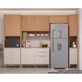 Cozinha Modulada Mgm Divina 5 Peças (2aéreos+1balcão+2paneleiros) Cz004 Freijo/off White-mgm