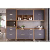 Cozinha Modulada Mgm Eloise 5 Peças (2aéreos+2balcões+1paneleiro) Cz024 Freijo/titanium-mgm