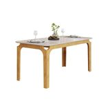 Mesa Multiuso Cozinha Marina C/ Tampo Madeirado C/ Vidro Curvo 160x80cm Cedro/off White - Dj Móveis