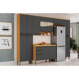 Cozinha Modulada Ronipa Nápoli Prime 5 Peças (2aéreos+1balcão+2paneleiros) C5p04 Amendoa/grafite-ronipa