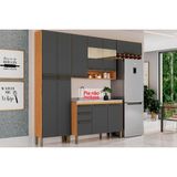 Cozinha Modulada Ronipa Nápoli Prime 4 Peças (2aéreos+1balcão+1paneleiro) C4p66 Amendoa/grafite-ronipa