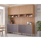 Cozinha Modulada Mgm Divina 6 Peças (2aéreos+2balcões+2complementos) Cz005 Freijo/titanium-mgm