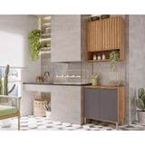 Cozinha Modulada Mgm Divina 2 Peças (1aéreo+1balcão) Cz007 Freijo/titanium-mgm