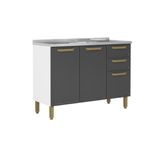 Gabinete De Cozinha Modulado C/ Pia Bella C/ 3 Portas E 2 Gavetas 120cm Grafite - Bertolini