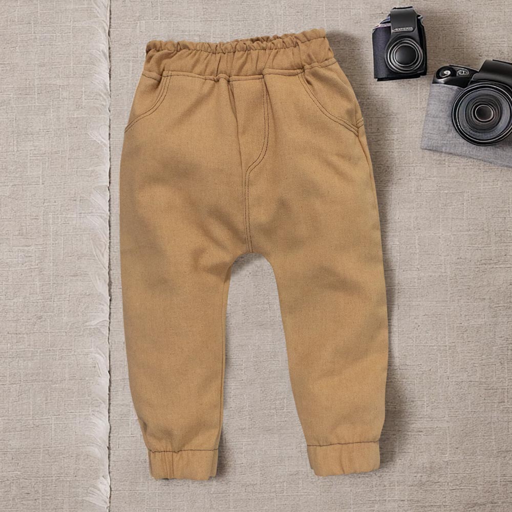 Calça Jogger Ecolinho Caqui Para Bebês Meninos 0-12 Meses