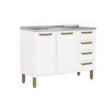 Gabinete De Cozinha Modulado C/ Pia Bella C/ 2 Portas E 4 Gavetas 120cm Branco - Bertolini