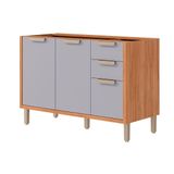 Gabinete P/ Pia Cozinha Balcão S/ Tampo Eloise C/ 2 Portas E 3 Gavetas 120cm Cinamomo/platina - Mgm